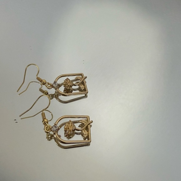 Disney Inspired “Belle” Elegant Gold Birdcage Earrings - Picture 2 of 5